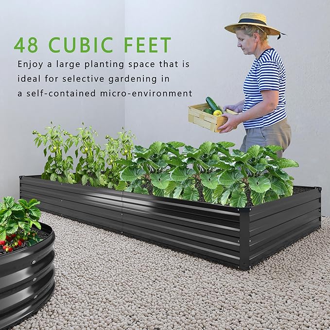 2PCS 12x4x1FT Galvanized Raised Garden Bed Kit, Vegetable Boxes-Rectangle Metal - Image 6