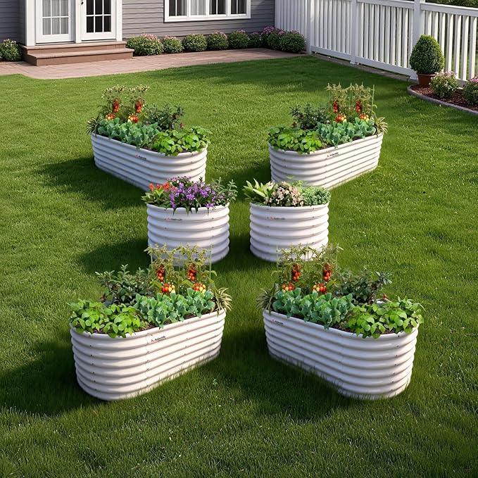 A ANLEOLIFE Set of 6 24 Inch Tall Antique White Raised Garden Beds Kit - Image 3