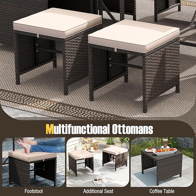 Tangkula 9 Piece Patio Dining Set, Rattan Chairs - Image 7