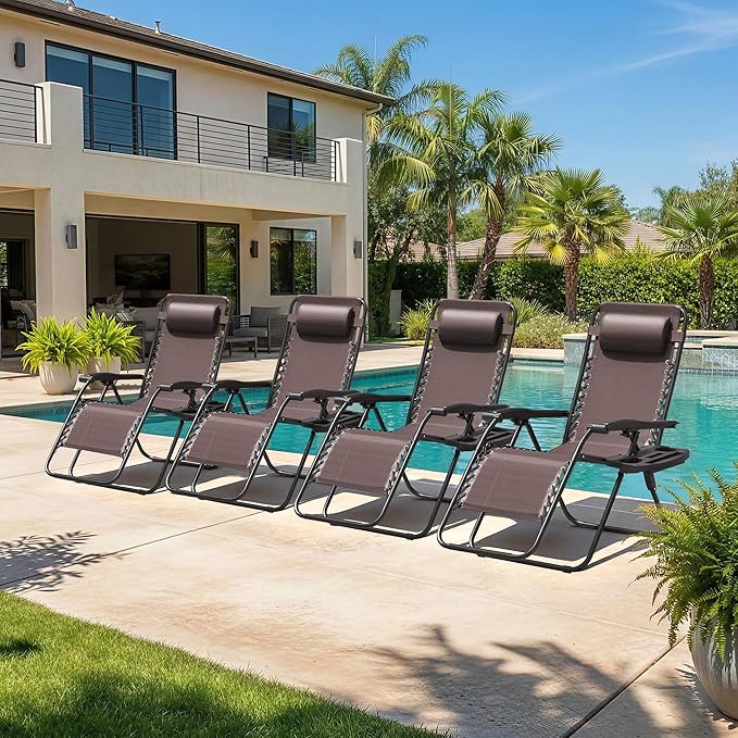 Homall Zero Gravity Chair Patio Folding Lawn Outdoor Lounge Gravity Camp - Image 4