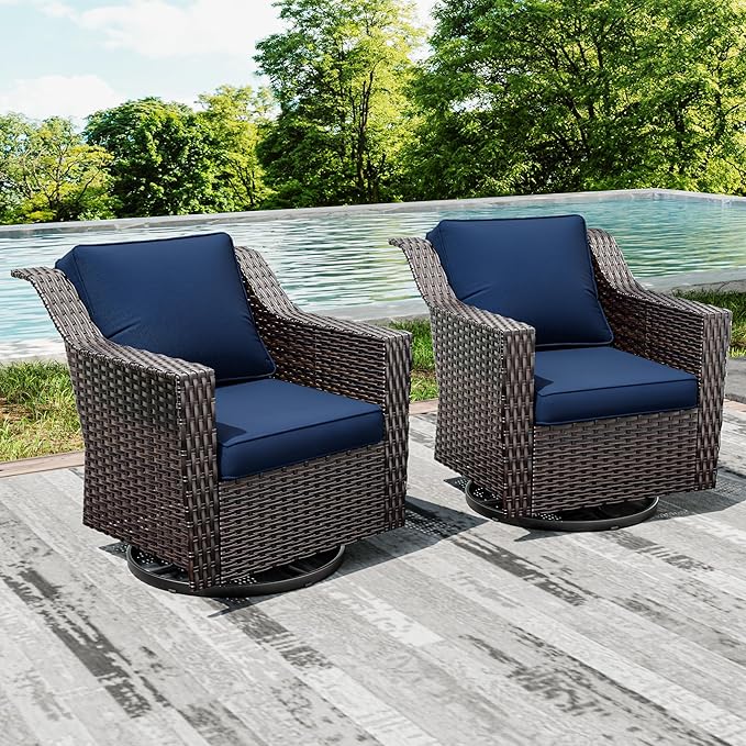 Joyside Swivel Patio Chairs Set of 2, Wicker Patio Furniture - Image 7