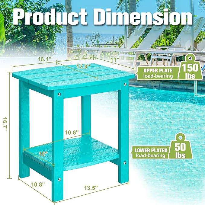 Y&M Outdoor Side Table, HIPS Adirondack Small Double Layer Table, Waterproof - Image 3