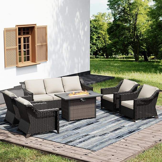 Joyside Wicker Patio Furniture Sets, 6 Pieces Upgraded Large Size Outdoor by Joyside