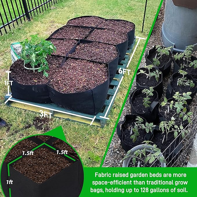 CJGQ 2 Pack Fabric Raised Garden Bed 6x3x1ft Garden Grow Bed Bags - Image 2
