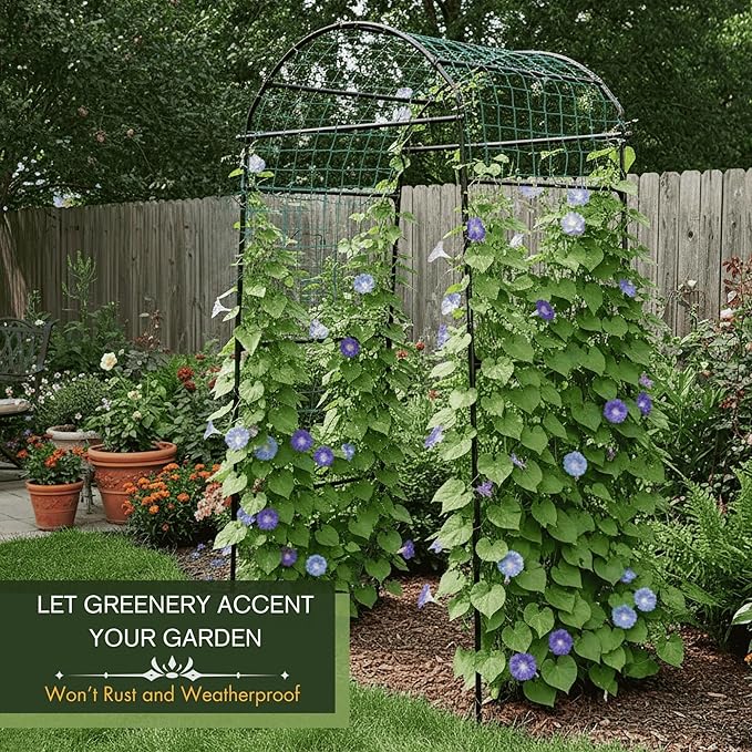 79" Garden Trellis Arch for Climbing Plants – Tall Outdoor Metal Trellis for - Image 3