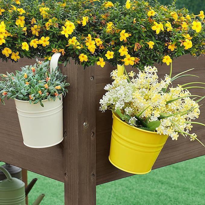 Yaheetech 49x22x32in 8 Pockets Horticulture Raised Garden Bed Elevated Wood - Image 7