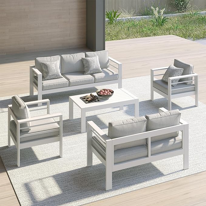 Kiss the Water Outdoor Couch Aluminum Patio Furniture Sofa, 3 Seat All-Weather - Image 9