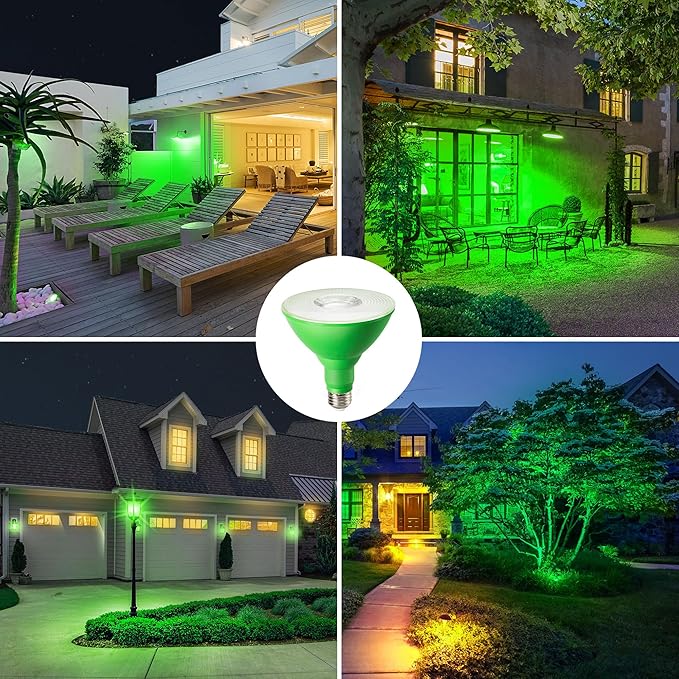 EDISHINE St.Patrick's Day/Easter Decorations PAR38 Green LED Flood Light Bulbs - Image 5