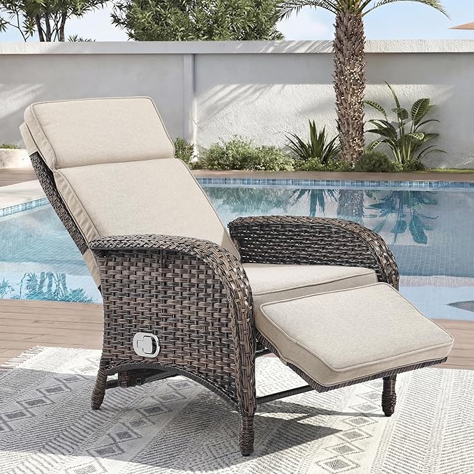 Zero Gravity Wicker Patio Recliner Chair by JelwalyPatioFurnitureSet
