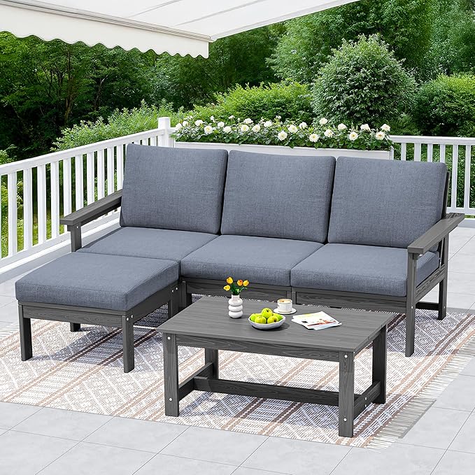 SERWALL Outdoor Sectional Sofa Set, 5-piece Outdoor Modula Couch Set - Image 4