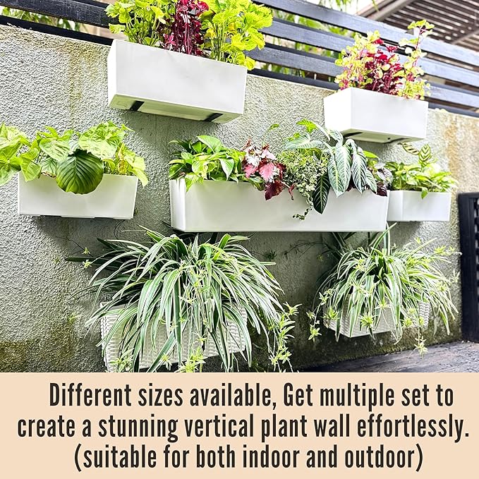 LaLaGreen Wall Planter for Outdoor Wall Mounted Self Watering System White - Image 6