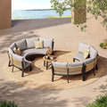 Outdoor Patio Furniture Set, 7 Piece Aluminum Curved Outdoor Sectional Sofas by Oasbira