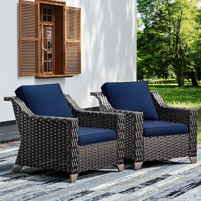 Joyside Wicker Patio Chairs Set of 2, Outdoor Rattan Furniture by Joyside