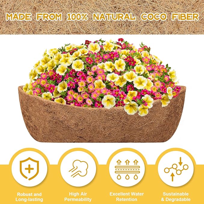 Riare 2 Pack 24 Inch Trough Coco Coir Liners - Image 3
