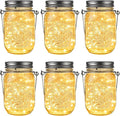 GIGALUMI Hanging Mason Jar Solar Lights, 6 Pack 30 Led Tinplate Lids Hanging by GIGALUMI