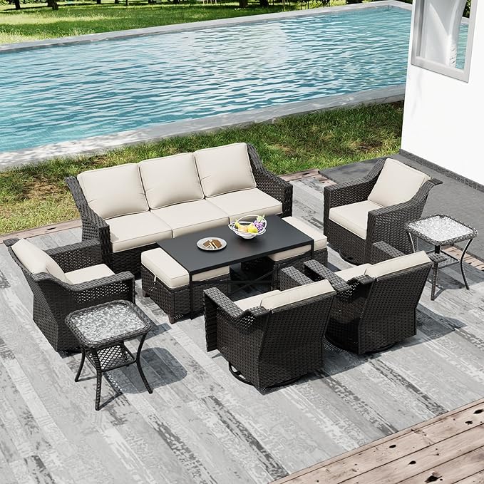 Joyside Wicker Patio Furniture Sets, 10 Pieces Upgraded Large Size Outdoor - Image 7
