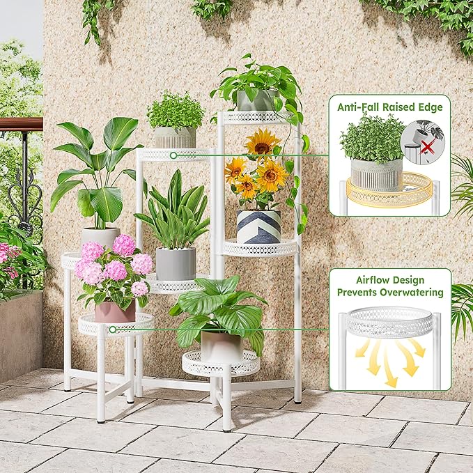 7 Tier Plant Stand Indoor Outdoor, Corner Tiered Plant Stands, Planter Display - Image 4