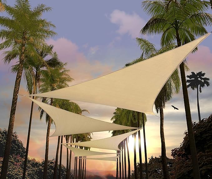 Amgo Custom Size 26' x 26' x 26' Beige Triangle Sun Shade Sail UPF50+ AGTAPRT12 by Amgo