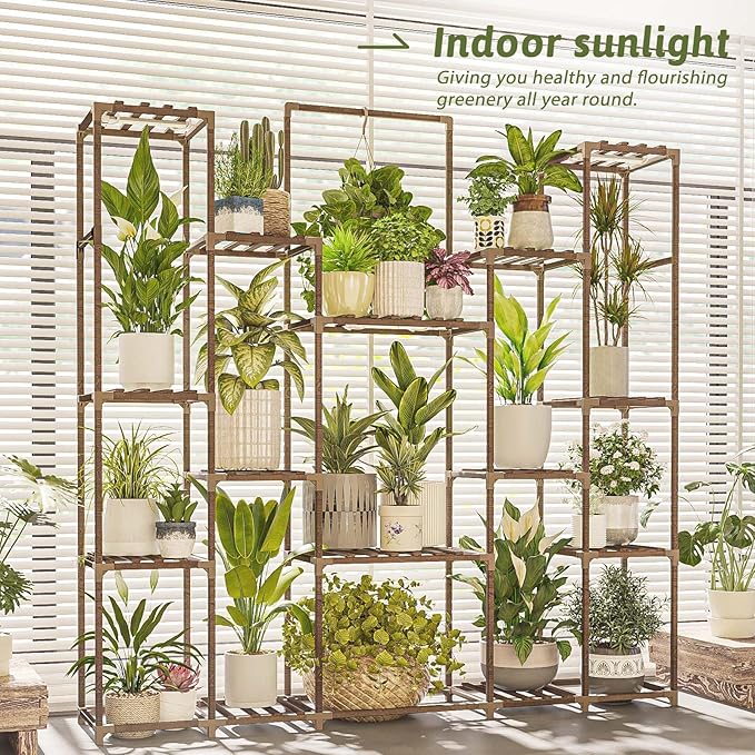 Bamworld Plant Stand with Grow Lights Large Plant Shelf Indoor Hanging Plants - Image 6