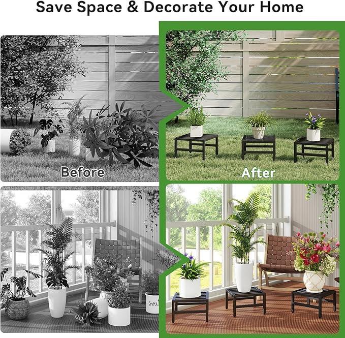 IBUYKE 3 Pack Metal Plant Stand Indoor Outdoor, Heavy Duty Small Flower Pot - Image 5