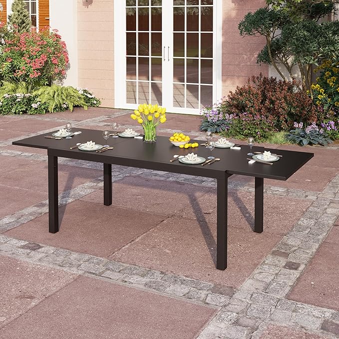 PHI VILLA Extra Large Expandable Patio Dining Table 99.2" × 35.5" Metal Outdoor - Image 2