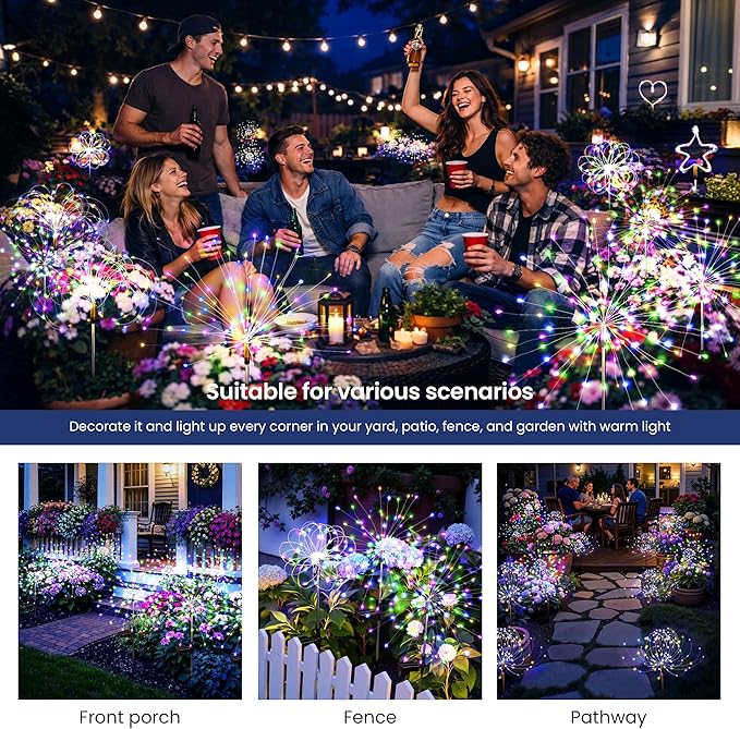 Solar Lights Outdoor, 120LED 8pack Fairy Garden Lights Decor - Image 2