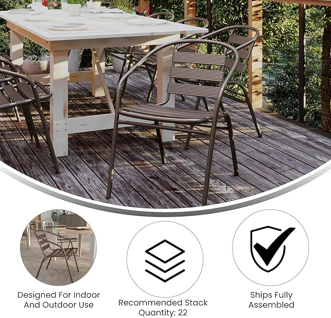Flash Furniture Lila Bronze Metal Restaurant Stack Chair - Image 4