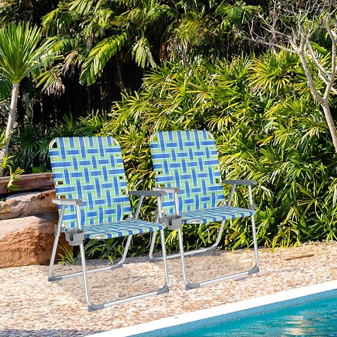 VINGLI Folding Aluminum Webbed Oversized Lawn Chairs - Image 2