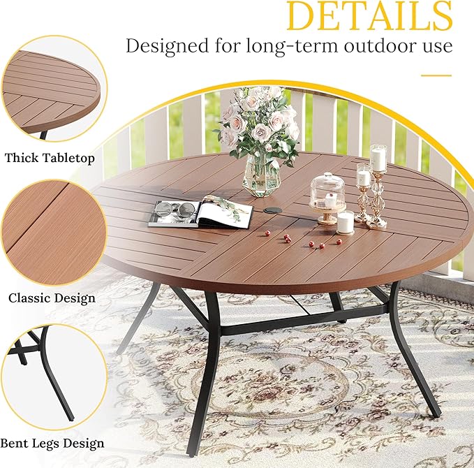 VICLLAX Round Patio Table with Adjustable Umbrella Hole - Image 4
