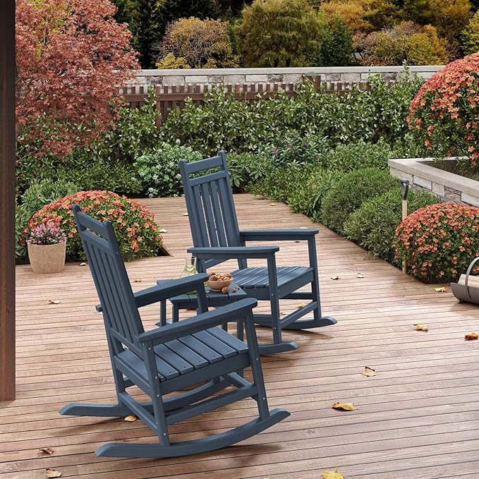 HDPE Rocking Chair Outdoor- Poly High Back Porch Rocker Chairs - Image 6