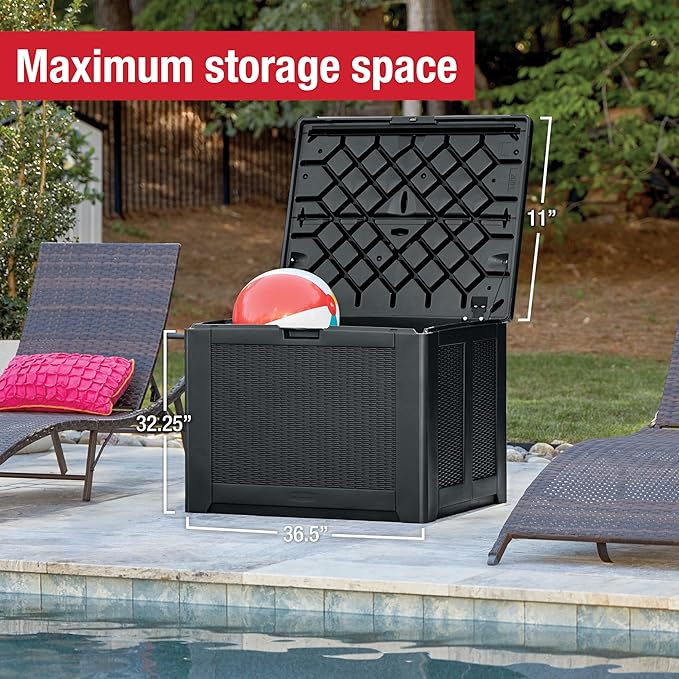 Rubbermaid Medium Resin Outdoor Storage Deck Box, Weather Resistant, Deck - Image 5