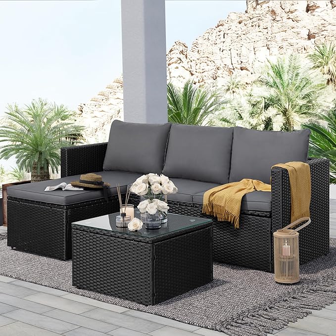3-Piece Outdoor Patio Sectional Sofa Set - Image 8
