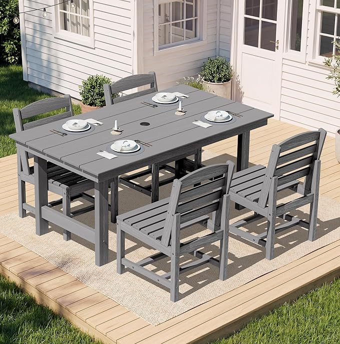 SERWALL Patio Dining Sets for 6 Person, HDPE Dining Set - Image 6