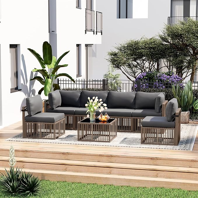 Pamapic 7 Piece Outdoor Sectional Sofa Set, All-Weather Patio Furniture - Image 3