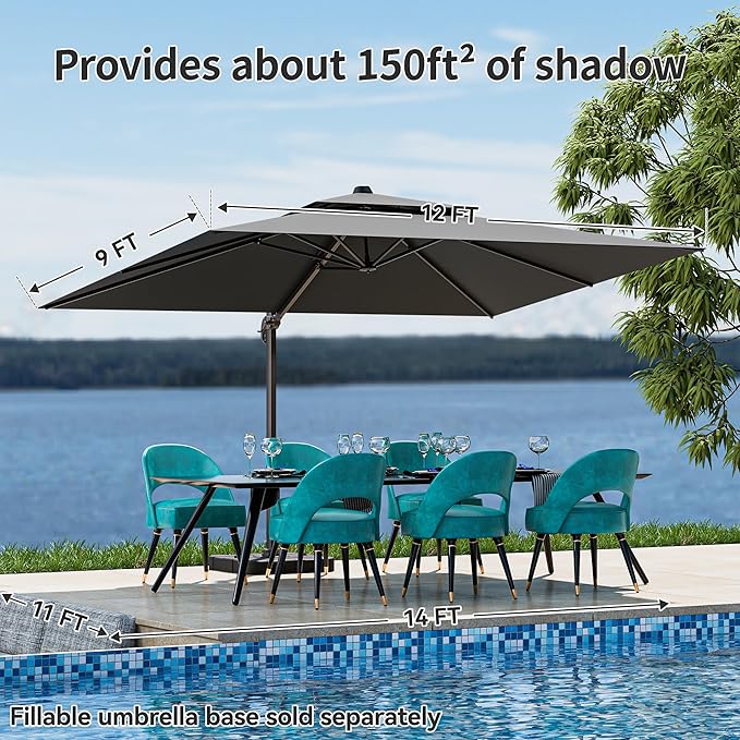 9x12FT Cantilever Patio Umbrella - Image 2