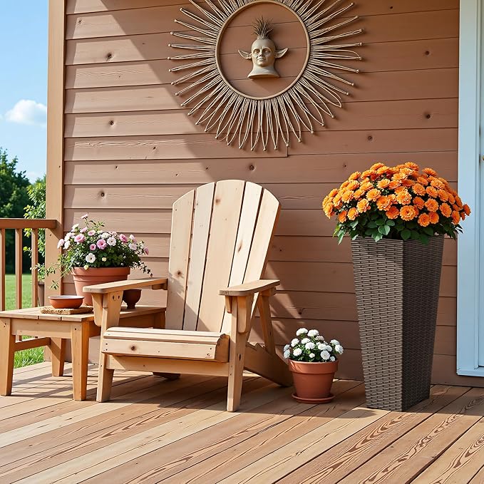 Devoko Resin Tall Planters for Outdoor Plants Set of 2, Large Taper Outdoor - Image 5