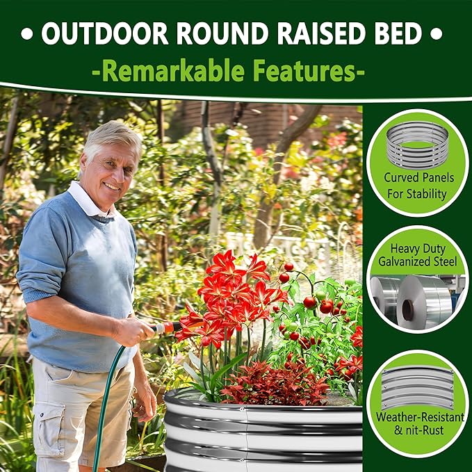 2PCS 4x4x1FT Galvanized Raised Garden Bed Kit, Vegetable Boxes-Round Metal - Image 3
