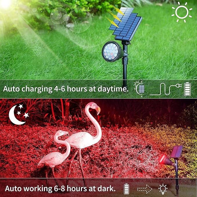 JSOT 2 Pack Christmas Solar Spotlights, RGB Solar Spot Light Outdoor Waterproof - Image 7
