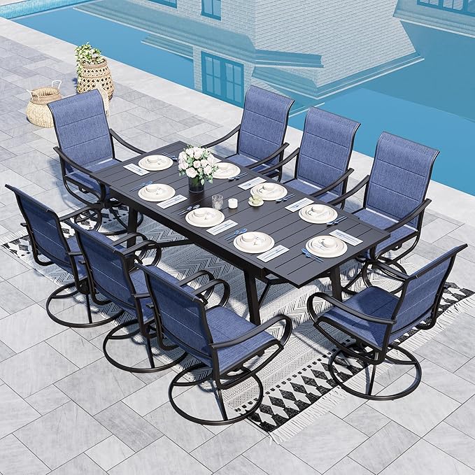Sophia & William 9-Piece Patio Dining Set – 8 Swivel Chairs by SophiaWilliam