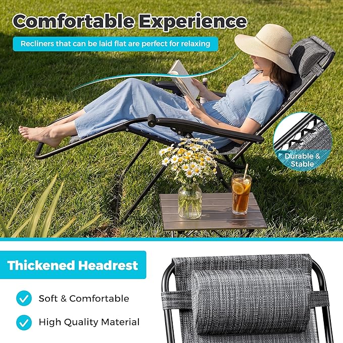 Homall Zero Gravity Chair Patio Folding Lawn Outdoor Lounge Reclining Chair - Image 4