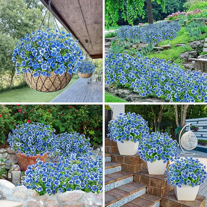 Bassion Artificial Flowers for Outdoors, 24 Bundles UV Resistant Fake Flowers - Image 4