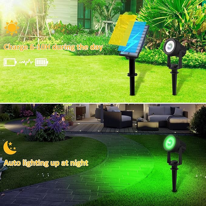 T-SUNUS RGB Solar Landscape Spotlights Christmas, Color Changing Spot Lights - Image 3