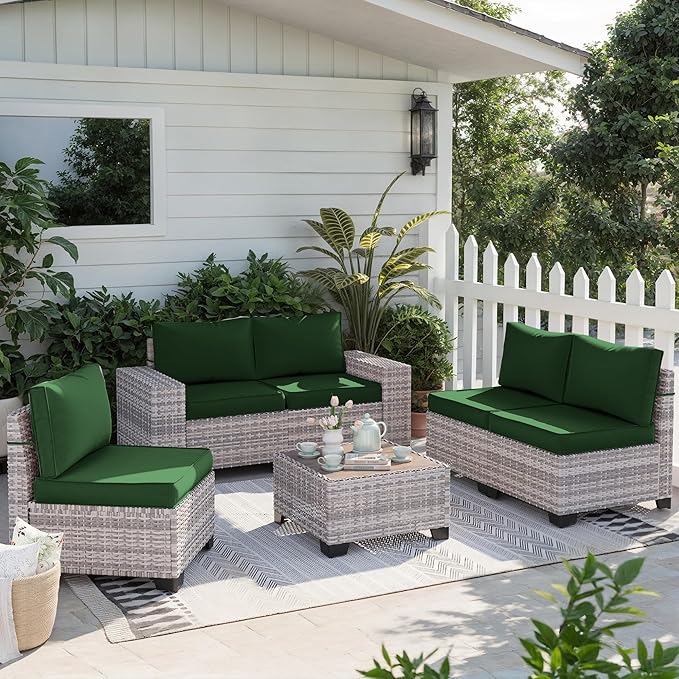 6-Piece Outdoor Patio Furniture Set Wicker Sectional Sofa Set, Patio - Image 7