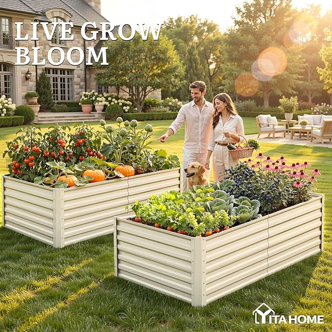 YITAHOME 6x3x2ft Large Raised Garden Bed Kit, Galvanized Metal Planter Box - Image 3