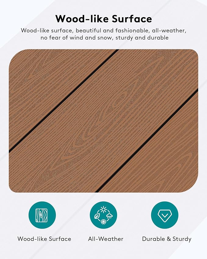 SERWALL HDPE Patio Coffee Table, Rectangle Outdoor Coffee Table, All-Weather - Image 4