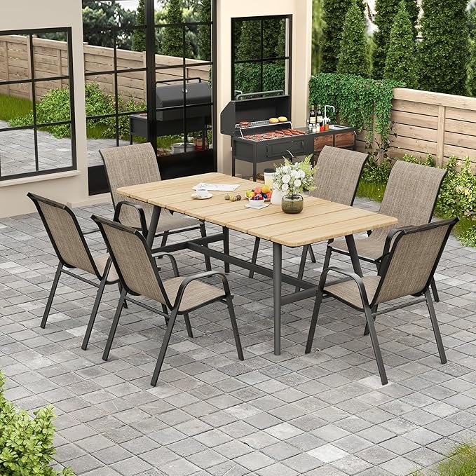Patio Chairs Set of 4, Stackable Outdoor Dining Chairs - Image 6
