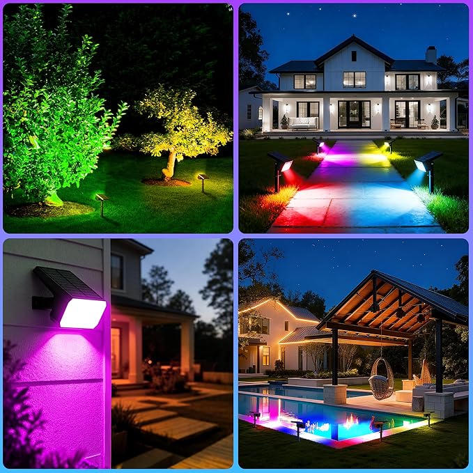 Solar Spot Lights Outdoor Color Changing, 7 Modes Auto On/Off Solar Landscape - Image 7