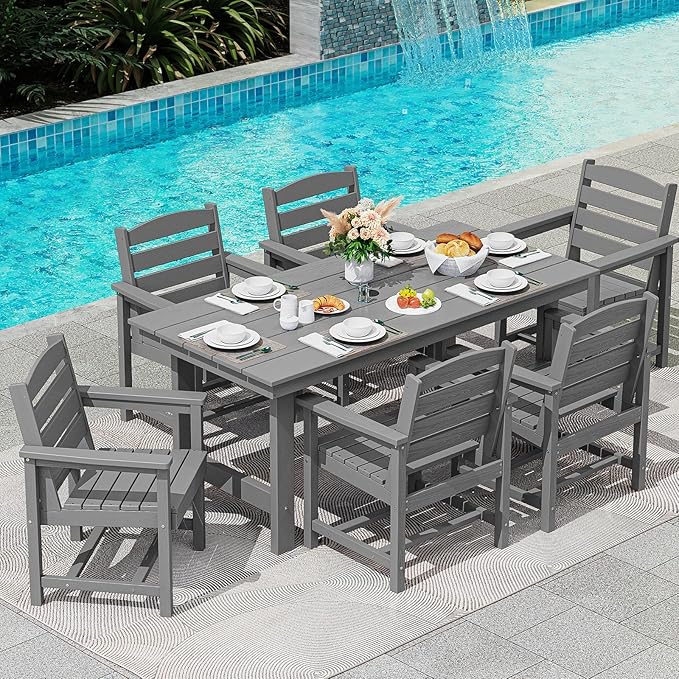 SERWALL Patio Dining Table and Bench Set - Image 8