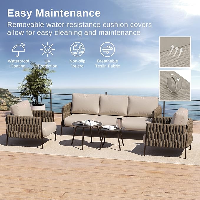 EAST OAK Life Chatter Patio Furniture Set 5 Pieces, Outdoor Furniture 5-Seat - Image 6
