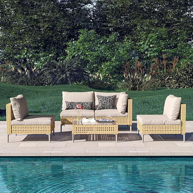 Grand patio 5-Piece Wicker Patio Furniture Set, Boho Outdoor Sectional Sofa - Image 9